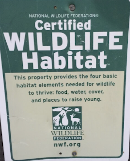 National Wildlife Federation Certified Wildlife Habitat sign